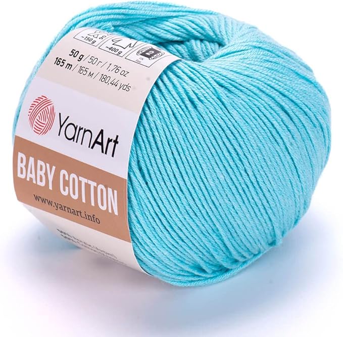 YarnArt Baby Cotton Yarn - Soft Knitting Yarn for Baby & Summer, 50% Cotton 50% Acrylic, 1.76 Oz, 180.44 Yds, Ideal for Amigurumi & Crochet Projects (1, 446)