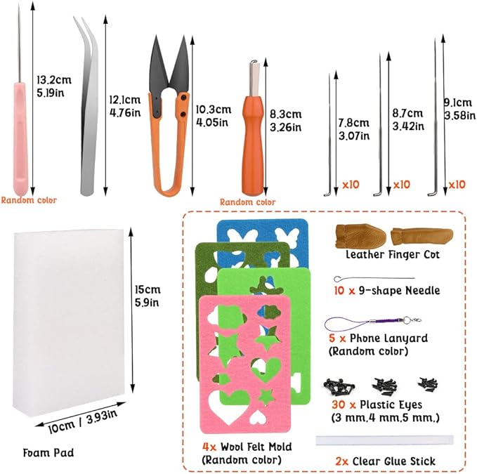 Mayboos Needle Felting Kit, Wool Roving 20 Colors Set, Wool Felting Tool Starter Kit Felt Molds with Portable Storage Box for DIY Craft Home Decoration