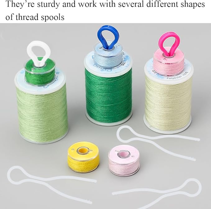 50 PCS Sewing Bobbin Thread Holders,Sewing Thread and Bobbin Organizer Holder Accessories and Supplies for Craft Embroidery Plastic Spool Clamps Spools Organizers, White, LXLVOUEG