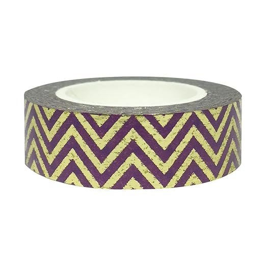 Wrapables Colorful Washi Masking Tape, Purple and Gold Super Chevron