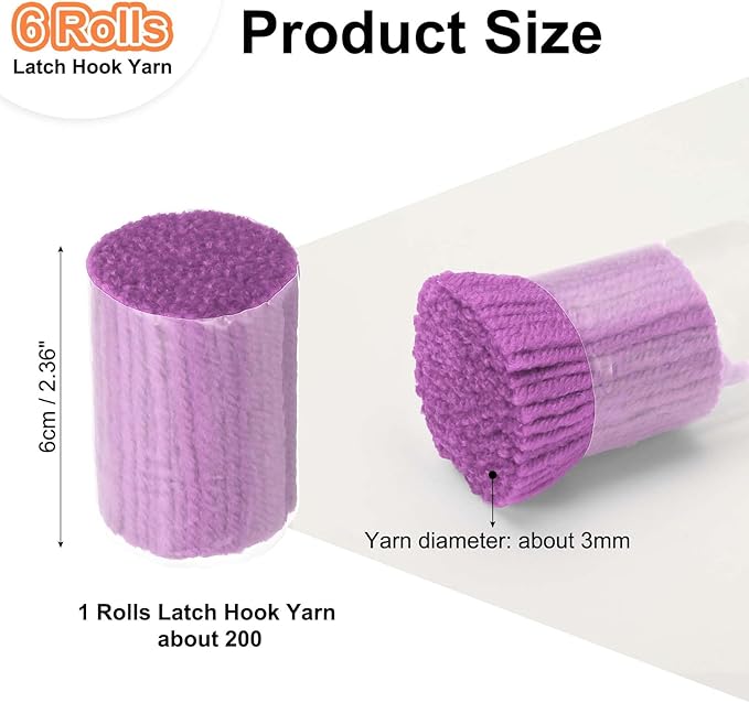 PATIKIL 6 Rolls Latch Hook Yarn, Latch Hook Kit Yarn Precut Hook Rugs Making Crochet Bundles for Latch Hook Rug Adults Beginners Tapestry DIY Craft, Purple