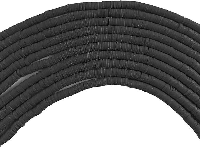 3500 Pcs 6mm Colorful Flat Clay Beads for DIY Polymer Round Handmade Jewelry Making for Necklace Bracelet Earring Pendant and Anklet Craft Making(Black)