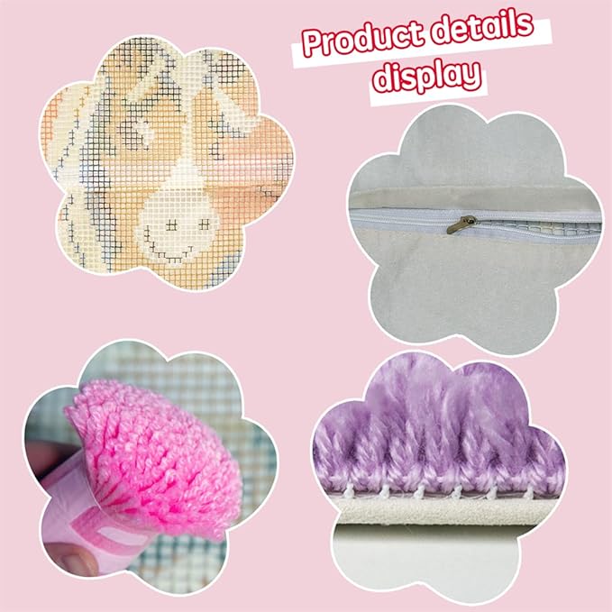 DL-YTG Latch Hook Kits Pillow Horse Crochet Yarn Cushion Colour Pre-Printed Canvas Rug Needlework DIY Pillowcase Hook and Latch Kit Arts Crafts Christmas Home Sofa Decoration 42x42cm/16X16inch