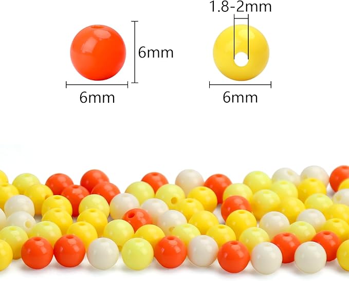 1000pcs 6mm mixed color acrylic round beads, assorted plastic gumball bubble gum beads with hole pastel loose beads bulk for jewelry diy making crafting supplies (orange series)