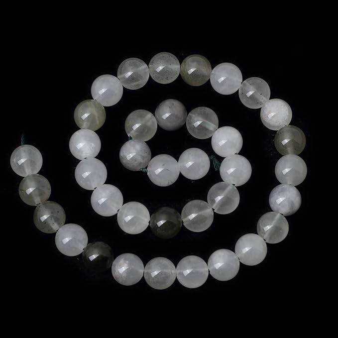 cheavian 35pcs 10mm natural light green ice quartzite crystal round loose beads for jewelry making 1 strand 15"