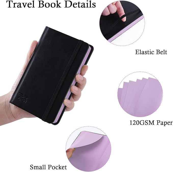 3.54" x 5.7" Taro Purple Paper Sketchbook,34 Sheets Small Mixed Media Notebook,120 GSM Acid-Free Folding Colored Drawing Paper, Hardcover Journal Art Supplies Sketch Pad for Coloring Sketching