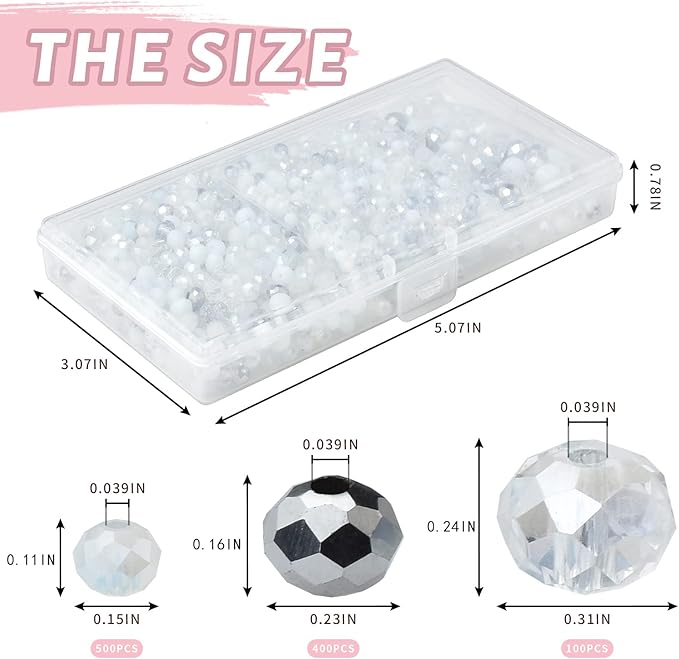Crystal Rondelle Beads for Jewelry Making,1000pcs Briolette Glass Beads Plated Color Round Spacer Beads for DIY Bracelets,Necklaces,Earrings(4,6,8mm)