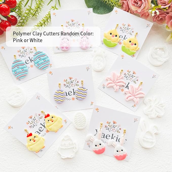 Easter Polymer Clay Cutters Set - 12pcs Sharp & Durable Bunny, Chick, Egg & Lily Shapes for DIY Earring Jewelry Making, Soft Clay Crafts & Spring Holiday Supplies