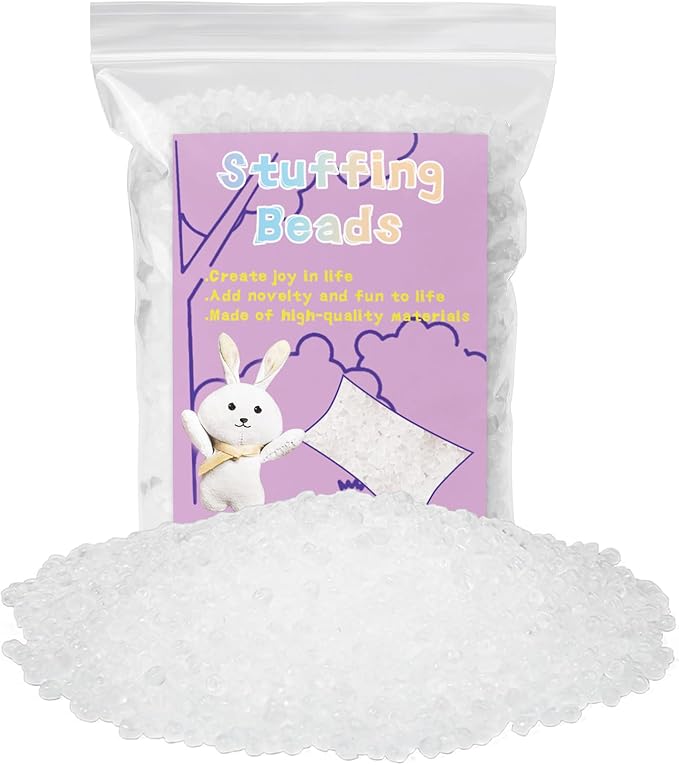 FTEVEN 100g/3.52oz Stuffing Beads, Premium Plastic Weight Stuffed Beads, Poly Pellets Weighted Stuffing Bead with Black Eyes for Stuffed Animals, Bean Bags DIY Crafts
