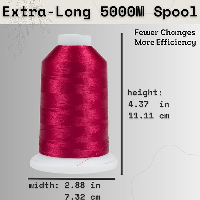 Simthread Trilobal Polyester Thread – 5000M (5500yds) No.40 – Super Sheen, Tangle-Free – Built-in Thread Lock Spool – Compatible with Brother, Singer, Janome & More, Dark Fuchsia-107