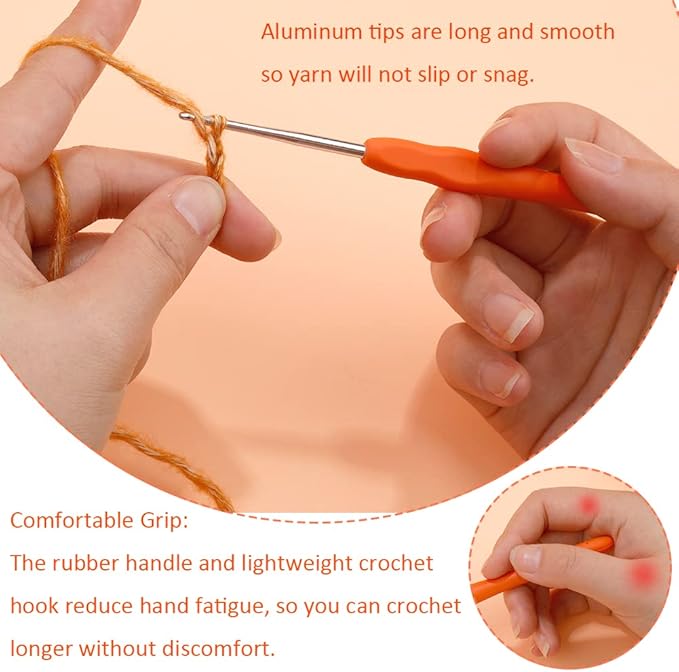 Crochet Hook, 2.5 mm Ergonomic Crochet Hook, Crochet Needles for Arthritic Hands, Knitting Needles with Soft Handle Beginners and Experienced Hobbyists (2.5 mm)