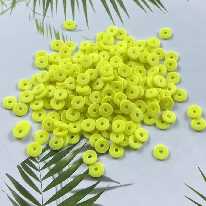 2000pcs Heishi Vinyl Beads Flat Round Polymer Clay Spacer Beads for Making Bracelet Necklace Earring Accessories DIY Handmade Craft(Lemon Yellow, 6mm)