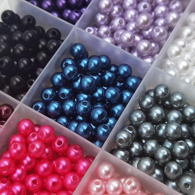 INSPIRELLE 1800 Pieces 6mm Pearl Beads 30 Colors Plastic Spacers Beads for Jewelry Making and Crafting