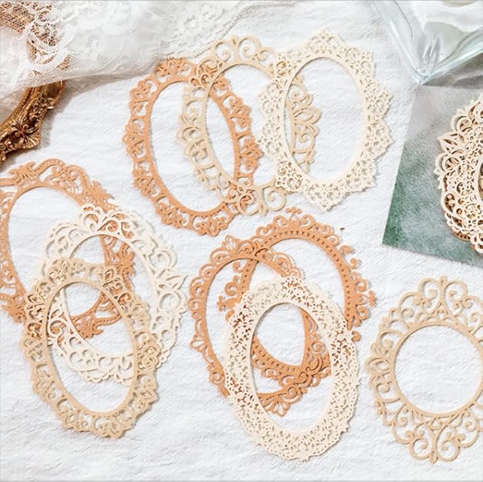 Vintage Scrapbook Paper Lace Cutouts for Scrapbooking Supplies,20 Pcs Decorative Retro Cutout Paper Frame for Junk Journals DIY Art Craft Album Planners