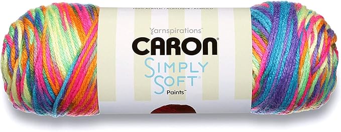 Caron Simply Soft Rainbow Bright Paints Yarn - 3 Pack of 141g/5oz - Acrylic - 4 Medium (Worsted) - 235 Yards - Knitting/Crochet