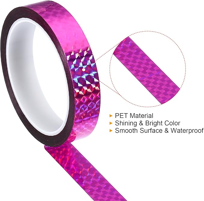 PATIKIL Prism Tape 0.8 Inch x 55 Yards, Holographic Metalized Reflective Adhesive for Detailing Accent Wall Decor Art, Rose