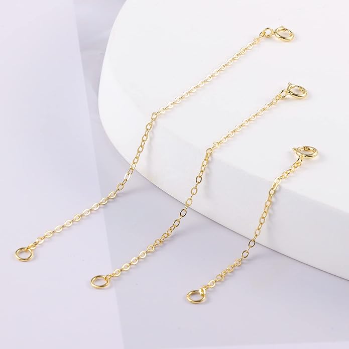 3 Pcs 925 Sterling Silver Necklace Extenders for Women Durable Strong Removable Necklace Bracelet Anklet Extension Jewelry Making Chains