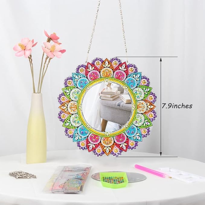 Diamond Mirror, Mandala Makeup Mirror - DIY Special Shaped Diamond Painting Beginner Arts Crafts Gifts for Home Wall Decor and Craft Gifts