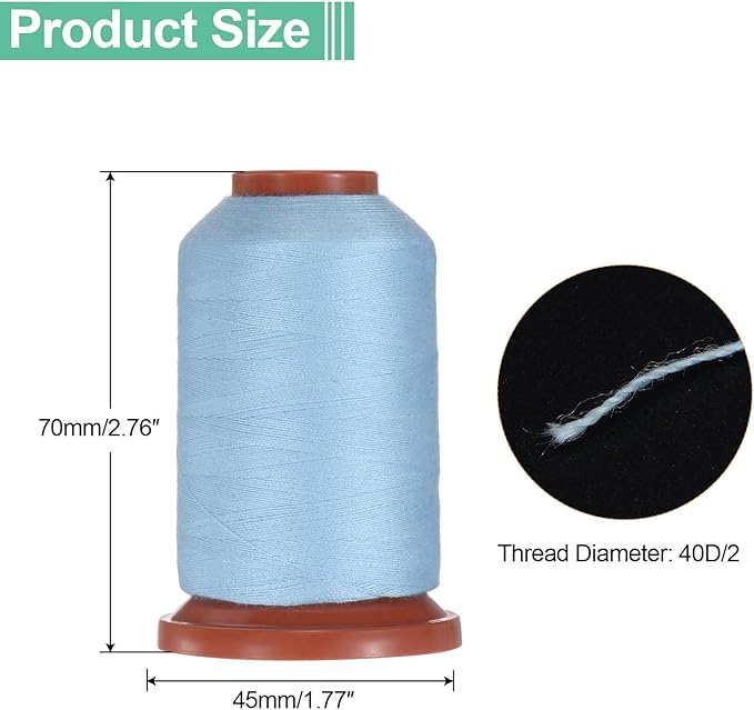 uxcell 40D/2 Sewing Thread 1100 Yards Polyester Household Sewing String Hand Stitching Polyester Cord for Clothing Stitching Shoe Bag Repairing DIY Craft Sky Blue