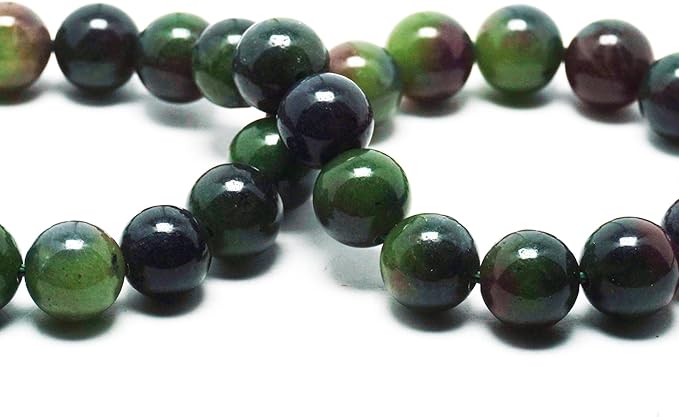 Jade Stone Beads Gemstone Beads for Jewelry Making - 8mm Round Loose Beads for Bracelets(44-47pcs, Red-Green Gemstone)