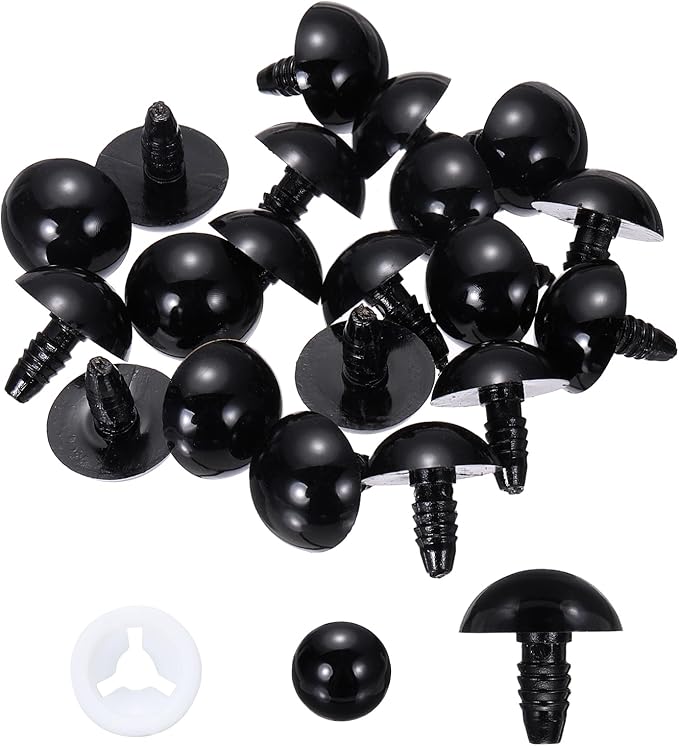 PATIKIL 18mm Safety Eyes, 20 Pcs Plastic Craft Eyes with Protective Film with Washers for Stuffed Animals Crochet Toys Dolls DIY Craft Making, Black