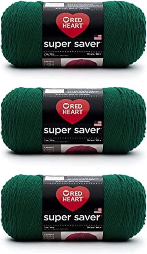 Red Heart Super Saver Paddy Green Yarn - 3 Pack of 198g/7oz - Acrylic - 4 Medium (Worsted) - 364 Yards - Knitting/Crochet