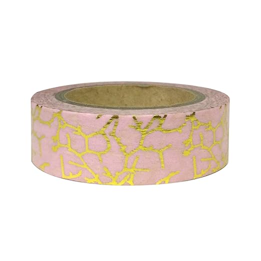Wrapables Colorful Washi Masking Tape, Metallic Branches on Pink