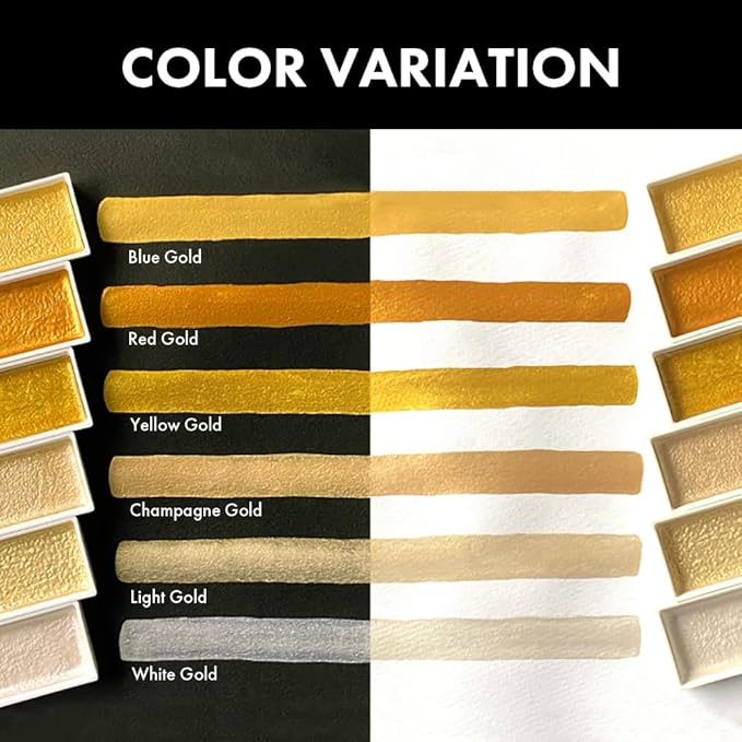Kuretake GANSAI TAMBI STARRY COLORS, 6 colors set, Watercolor paint for Professional, for artists and crafters,Illustrations, Drawing, Lettering, Made in Japan