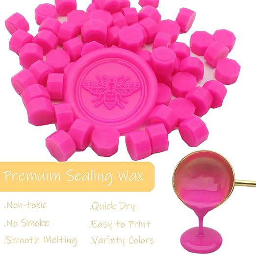 250pcs Wax Seal Beads Rose Pink, Andotopee Premium Sealing Wax Beads for Stamp Seals, Octagon Seal Stamp Pellets Refill Pack for Wedding Invitation, Letter Envelope, Scrapbook DIY & Bridal Crafts