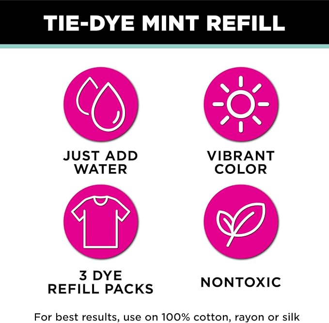 Tulip One-Step Tie-Dye Kit , 3 Fabric Dye Refill Packs, Packs, Mint
