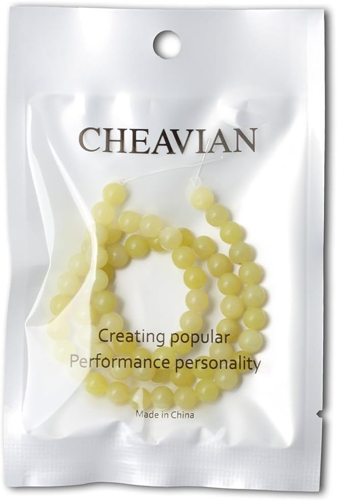 cheavian 60pcs 6mm natural yellow lemon jade gemstone round loose beads for jewelry making diy findings 1 strand 15"