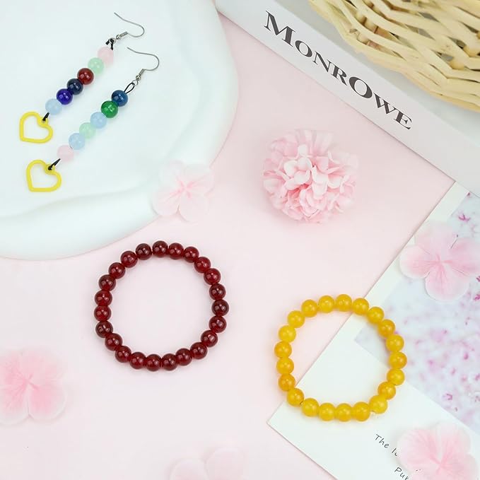 500Pcs Yellow Crystal Glass Beads 8mm for Earring Necklaces Bracelets, Round Crystal Beads for Bracelet Making Kits DIY Crafts(Yellow Orange)