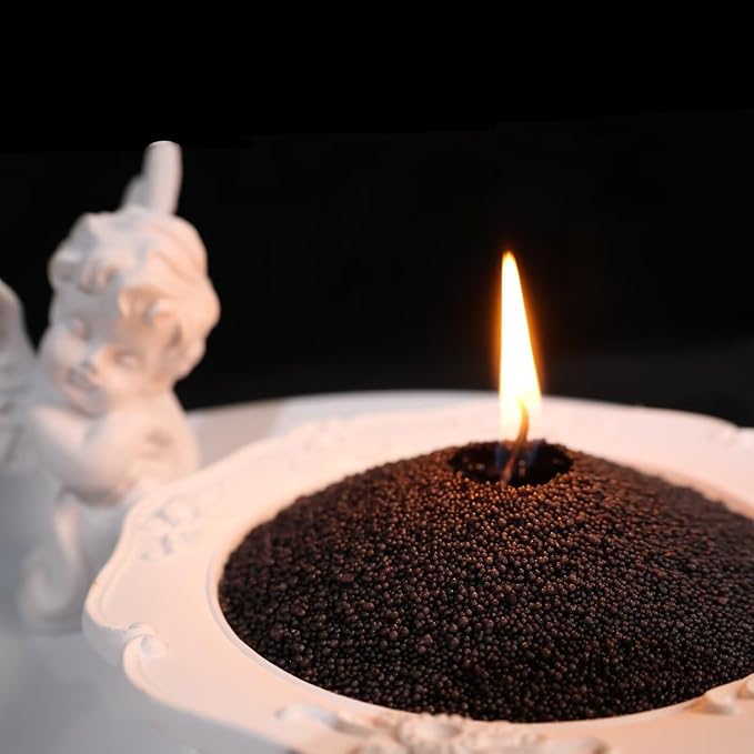 Aufien Candle Sand with Wicks, 21.4 Oz Pearled Candle, DIY Bead Powder Sand Wax Making kit Refillable Non Toxic for Handmade, Mother's Day Wedding and Halloween Christmas Decorations Black