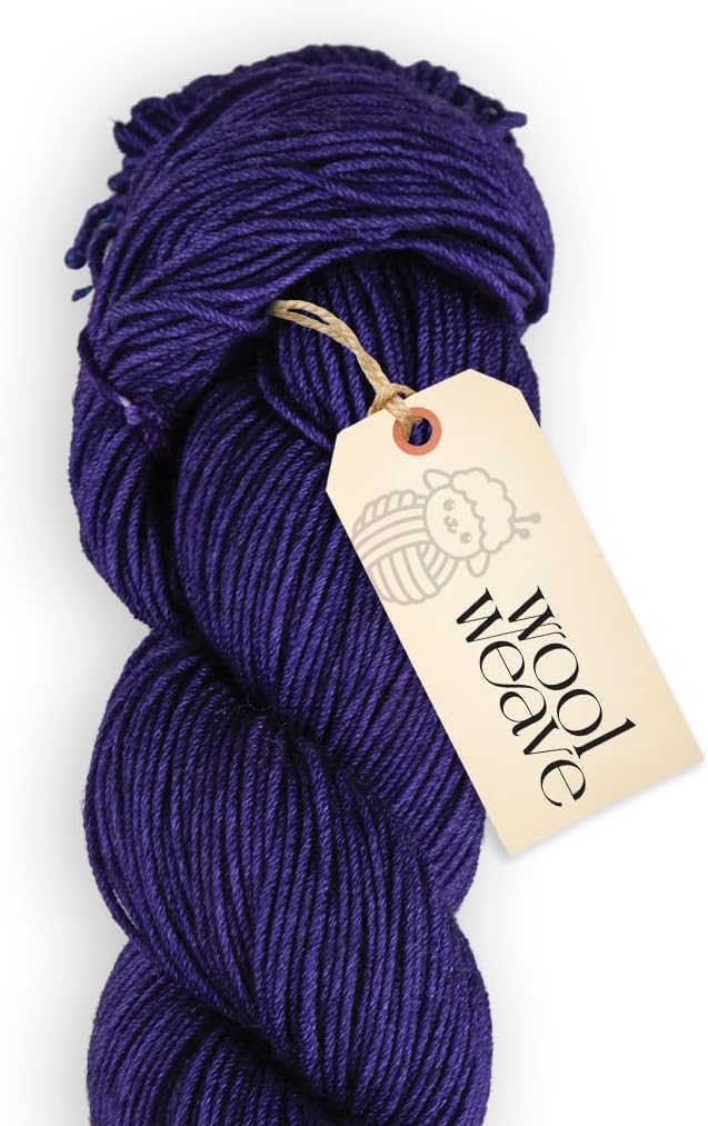 Superwash Merino Wool Yarn for Knitting & Crocheting - Premium Hand Dyed Yarns, 100gr, 240 Yards, Dk Weight - Luxurious, Soft & Durable Purple Yarn