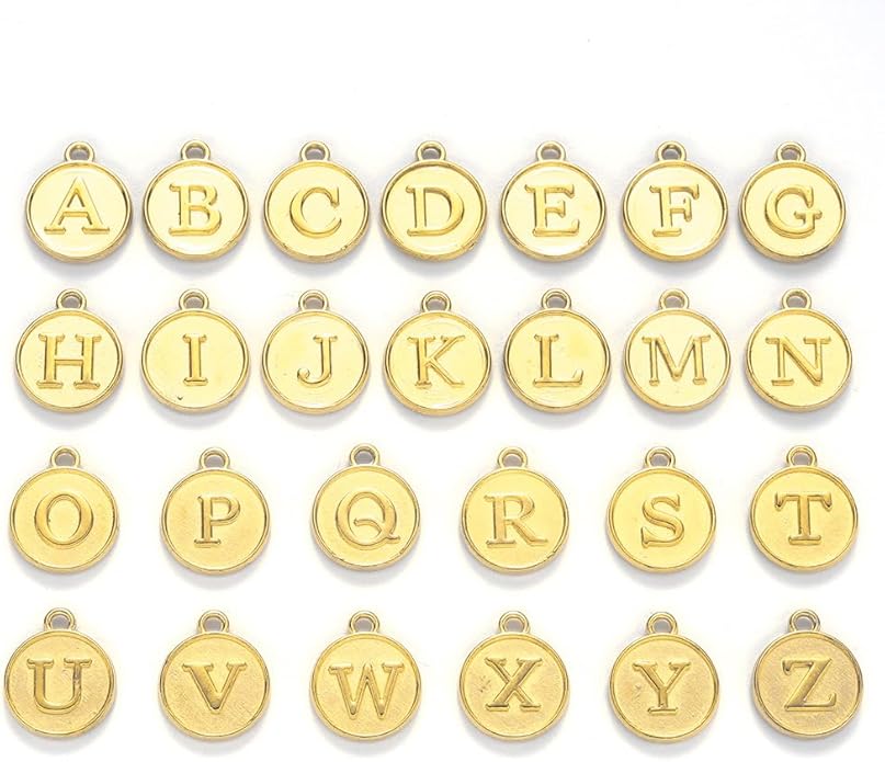 208Pcs/8 Sets Silver Letter Charms A-Z Alphabet Metal Initial Charms kit for Jewelry Making DIY Bracelets Necklaces and keychain making