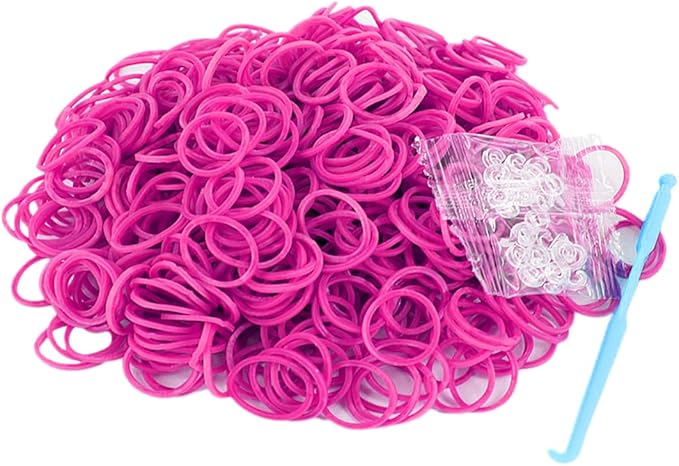 Salome Idea 3000Pcs Loom Rubber Bands Refill Kit, Includes 75 S-Clips & 5 Hooks, Premium Rubber Band Bracelet Making Supplies for Kids DIY Crafting Gift (Rose)