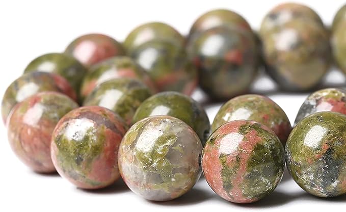 32pcs 12mm Natural Unakite Gemstone Beads Round Loose Beads for Jewelry Making DIY Bracelet Necklace