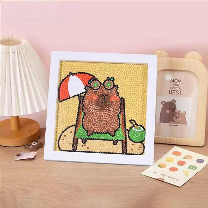 Mangpung Capybara Diamond Art Kits for Beginners, Capybara Diamond DIY Painting Kits, Full Drill Diamond Dots Paintings, Paint with Diamonds Pictures Art Painting DIY Crafts Kit Gift for DIY Lovers