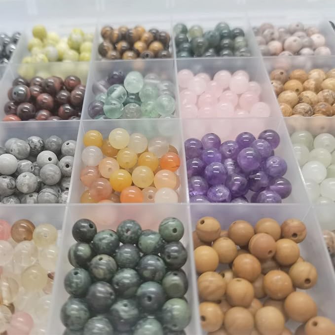 720pcs Crystal Beads for Jewelry Making Bulk,Natural Stone Beads Charm Gemstone DIY for Friendship Bracelet Making Kit Supplies(6mm,24 Color B)