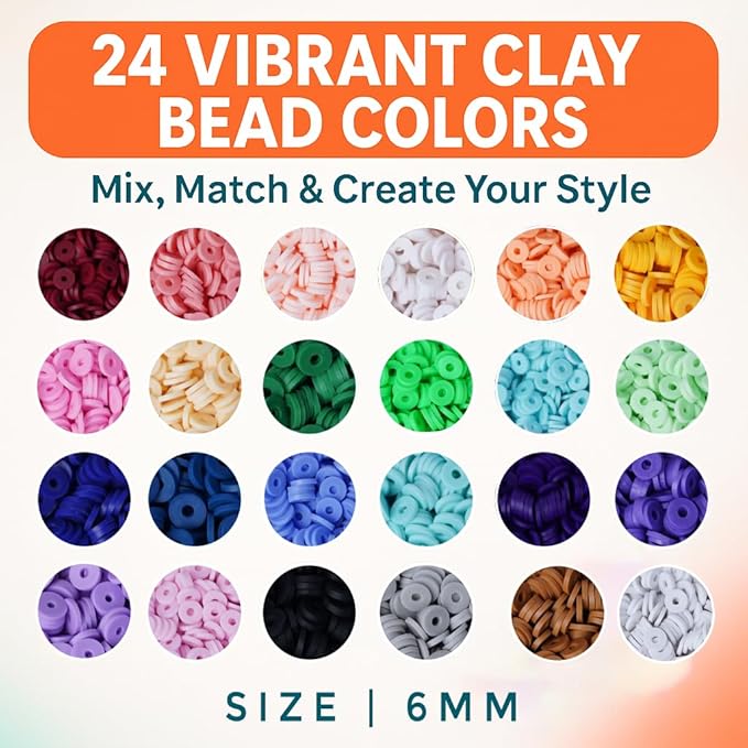 7500+Clay Beads Bracelet Making Kit for Girls- 24 Colors Heishi Beads with No Missing Letter Beads&Charms for DIY Friendship Bracelets and Jewelry Making kit,Arts and Crafts Gift for Teen Girls 6-12