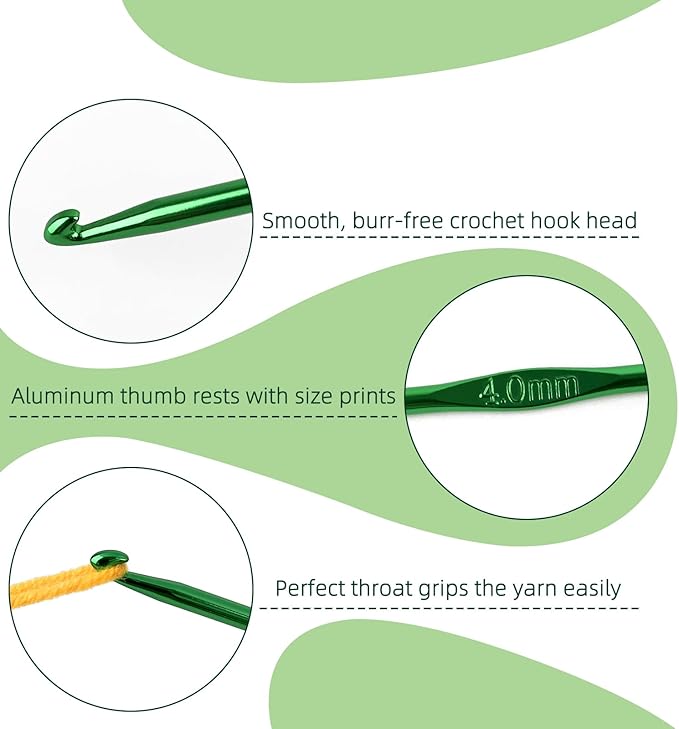 3.5 mm Crochet Hook, Crochet Needles for Yarn, Aluminum Ergonomic Crochet Hooks for Craft Beginners