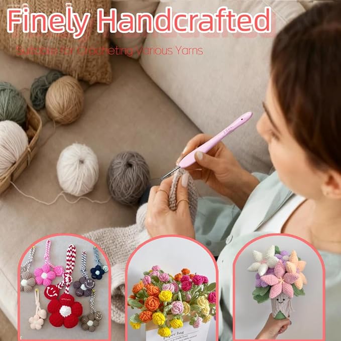 Yarniss 3.0mm Stainless Steel Crochet Hook with Soft Grip, Ergonomic Crochet Needle with Hand Crafted Crochet Head