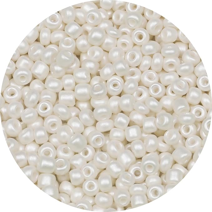 Bala&Fillic Pearl Color 4mm Seed Beads About 1200pcs/100Grams in Bag, 6/0 Glass Craft Beads for Making Bracelet and Necklace (Pearl)