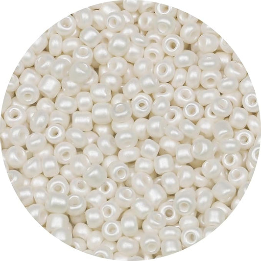Bala&Fillic Pearl Color 4mm Seed Beads About 1200pcs/100Grams in Bag, 6/0 Glass Craft Beads for Making Bracelet and Necklace (Pearl)