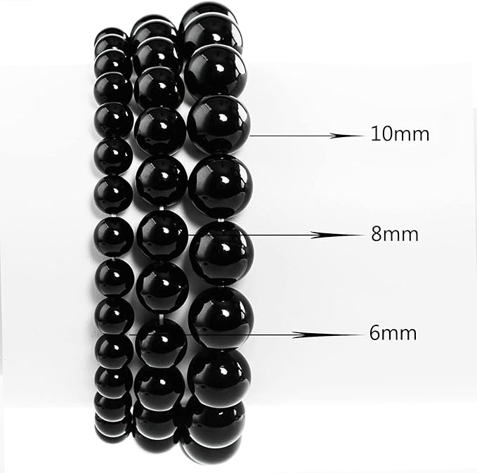 6mm Natural Black Agate Round Bead - 60PCS Bulk Gemstone Beads for Jewelry Making, DIY Bracelets, Necklaces - Includes Crystal Stretch Cord - Beads for Crafting Gifts