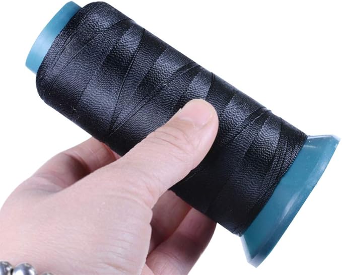 Hair Weaving Thread with C/J/I/T Needles 1500 Yards 210 D Strength Polyester Thread Sewing Thread for Making Wigs Hair Extension Kit (Black,White)