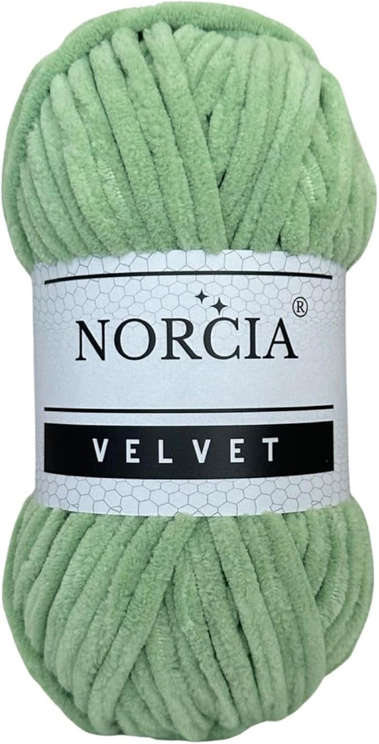 Soft Velvet Yarn Chenille Yarn for Crocheting Super Bulky (100g-3.50oz) (68m-74.3 yds) Baby Blanket Yarn for Knitting Amigurumi Yarn for Crochet Weaving Craft (Asparagus Green, 1 Skein)