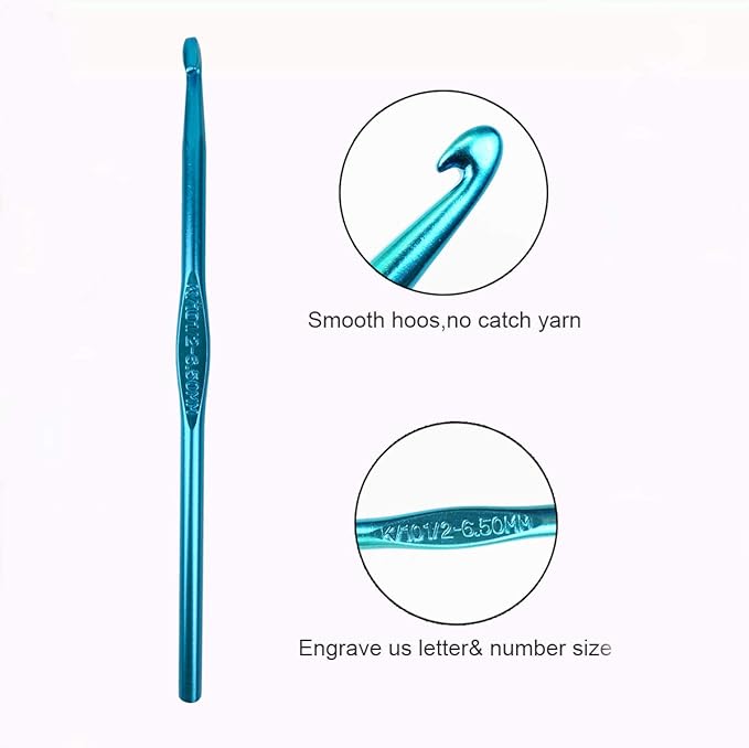 Weabetfu Aluminum Crochet Hook,Soft Grip Crocheting Hooks for Knitting Craft Yarn,Crochet Hooks Size K,6.5mm-New
