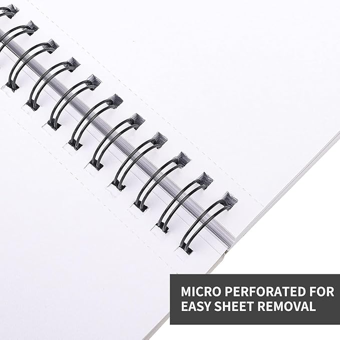 fixsmith 5.5"x8.5" sketch book | 100 sheets (68 lb/100gsm) sketchbook| acid free drawing paper | spiral bound artist sketch pad | for kids, beginners, artists & professionals | bright white