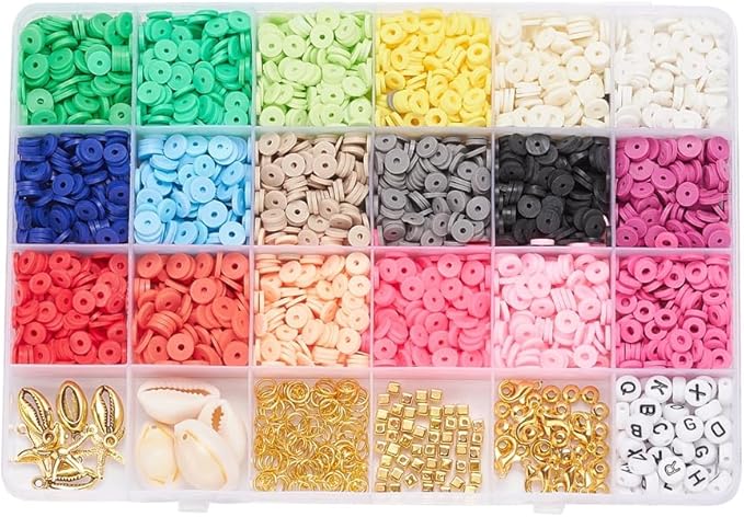 2938 Pcs Clay Beads Bracelet Making Kit, Flat Preppy Beads for Friendship Bracelets, Polymer Clay Bead with Charms for Jewelry Making